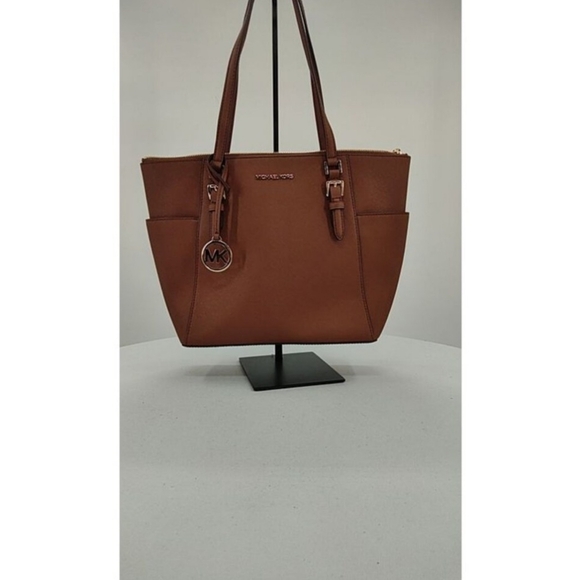 Michael Kors Charlotte Large Saffiano Leather Top-Zip Tote Bag - Picture 1 of 5